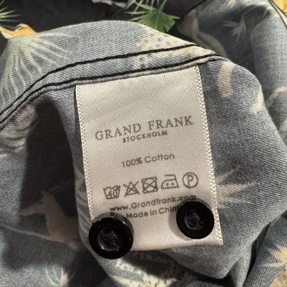 Grand Frank Mens Shirt Cheetah Statement Bold Safari Button Up Black 33/44 17.5 - Picture 4 of 5